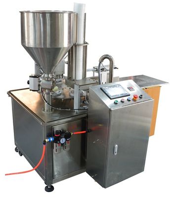 Touch Screen Plastic Cup Filling Sealing Machine for Liquid/Sauce Packaging with Gas Flushing and Vacuum Tray