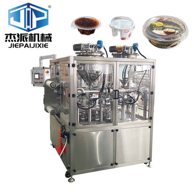 Touch Screen Gas Flushing Plate Top Liquid/Sauce Filling Sealing Machine For Food Packaging