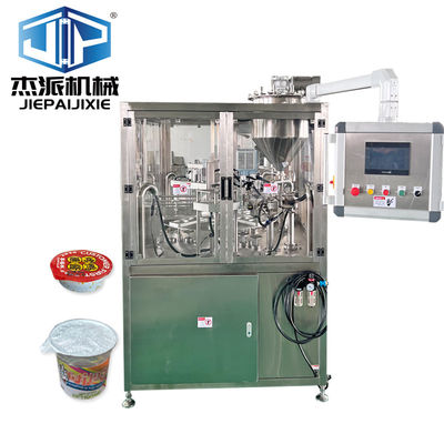 PLC Controlled HMI Vacuum Yogurt Cup Filling Sealing Machine Temperature Control Full Automatic High Speed