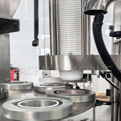 High Precision Rotary Cup Filling Sealing Machine 20-100ml Capacity 220V Power Supply