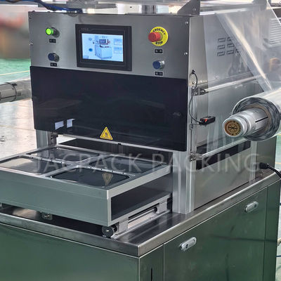 Vertical Plastic Tray Gas Flushing Sealing Machine With Nitrogen Filled For Meat Fruit Tray