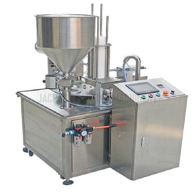 Flexible 20-500ml Rotary Cup Filling Sealing Machine 0-85℃ Hopper Temperature 380V Power Supply