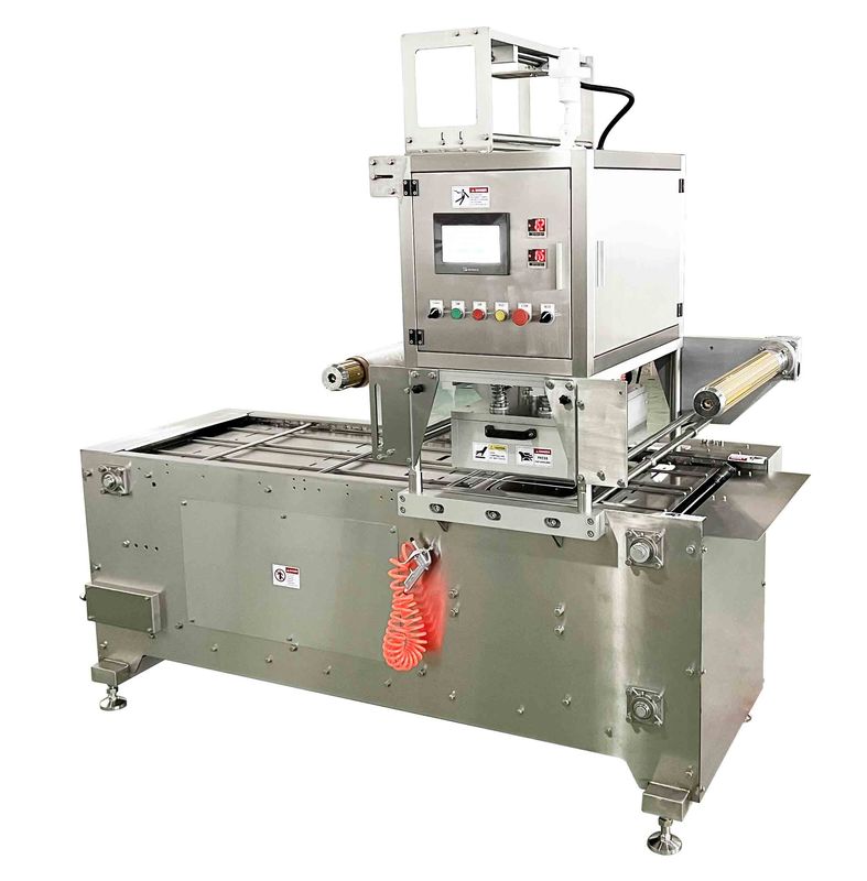 2.2kw Automatic Tray Sealing Machine PLC Electrical Control Pneumatic System