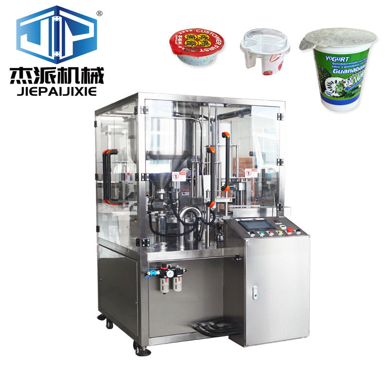 380V Automatic Jam Dairy Products Cup Filling And Sealing Machine With Hopper Temperature Control