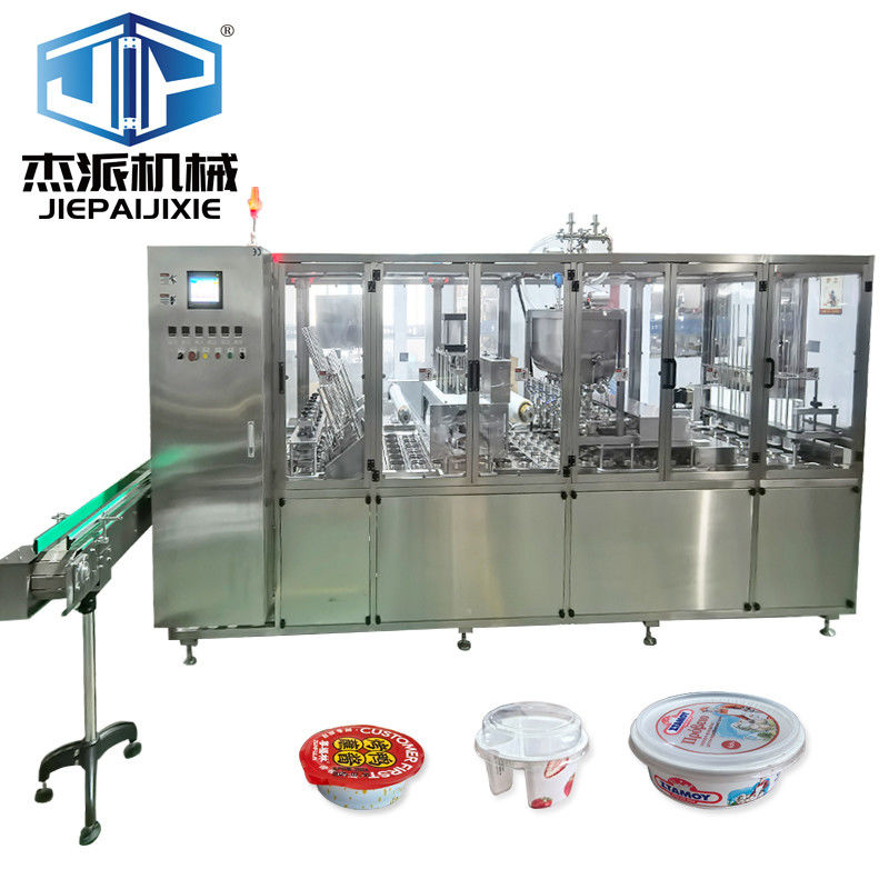 Touch Screen Plastic Cup Filling Capping Sealing Machine For Liquid Food Beverage