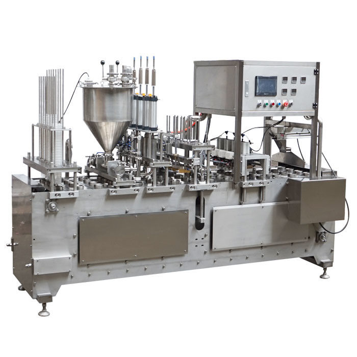 High Speed PLC And HMI Control Yogurt Cup Filling Sealing Machine