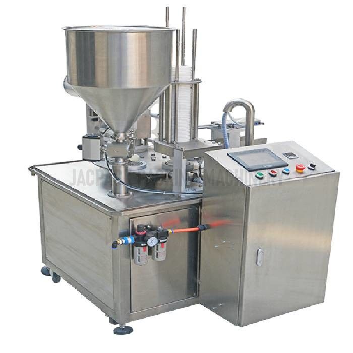 Flexible 20-500ml Rotary Cup Filling Sealing Machine 0-85℃ Hopper Temperature 380V Power Supply