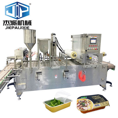 Plastic Tray Filling And Sealing Machine For Seafood Container Dishes Tray